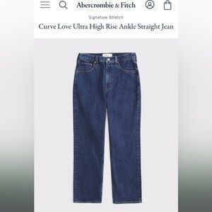 NWT Abercrombie Curve Love ultra high waisted ankle straight jeans
